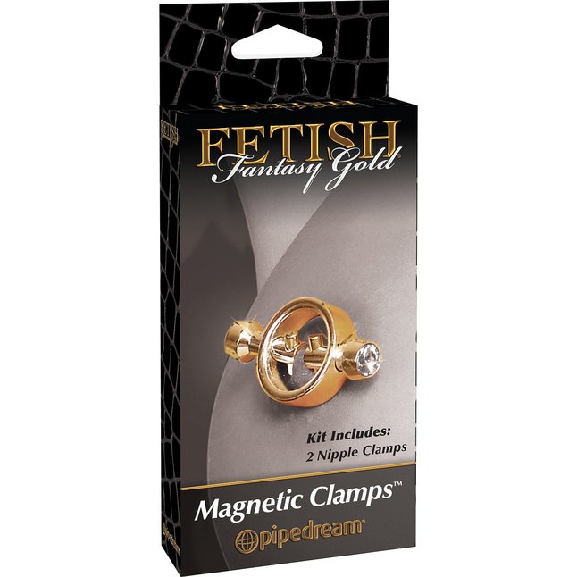 Золотистые зажимы на соски на магните Magnetic Clamps - Fetish Fantasy Gold. Фотография 4.
