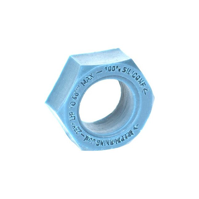 Голубое силиконовое кольцо-гайка для усиления эрекции