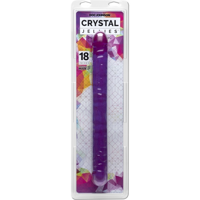 Двухсторонний фиолетовый фаллоимитатор Double Dong Purple Jellie - 46 см - Crystal Jellies. Фотография 2.