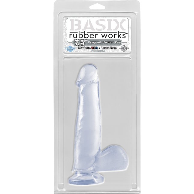 Прозрачный фаллоимитатор с мошонкой - 20,3 см - Basix Rubber Works. Фотография 2.