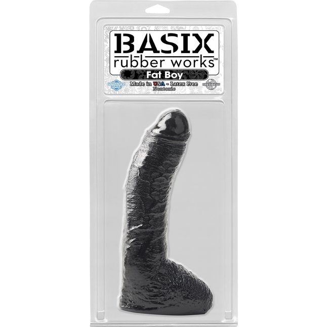 Чёрный фаллос Fat Boy - 24,8 см - Basix Rubber Works. Фотография 2.