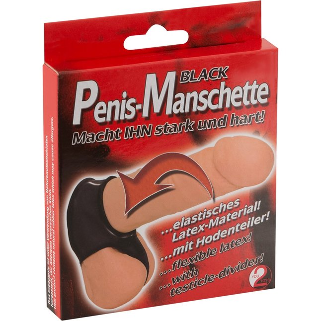 Чёрная утяжка для пениса и мошонки Penis Manschette - You2Toys. Фотография 5.