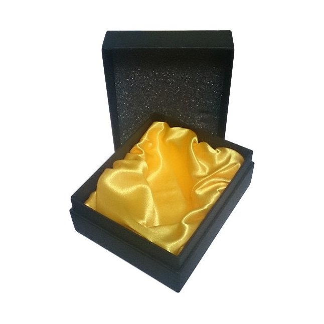 Золотистая анальная пробка с черным кристаллом и рёбрышками - 7,6 см. Фотография 3.