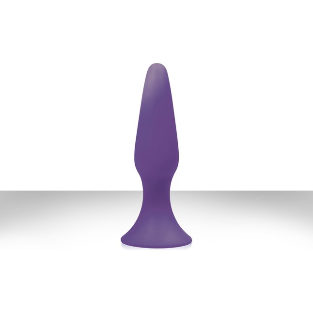Фиолетовая анальная пробка Sliders Silicone Anal Plugs Medium на присоске - 12,45 см - Sliders. Фотография 2.