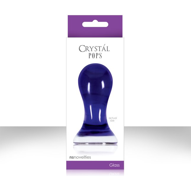 Cиний стеклянный анальный стимулятор Crystal Pops Large - 10,1 см - Crystal. Фотография 2.