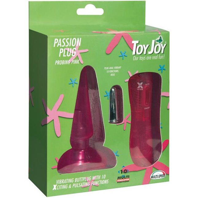 Розовая анальная пробка с вибропулей Passion Plug - 10,5 см - Basics. Фотография 3.