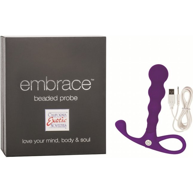 Фиолетовый анальный вибромассажер Embrace Beaded Probe - Embrace. Фотография 2.