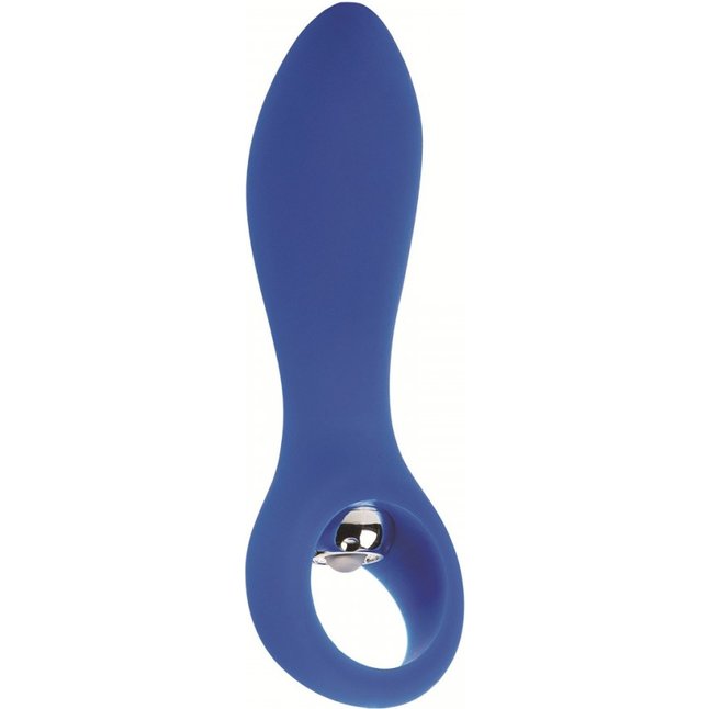 Голубой вибратор с ручкой-кольцом Posh Silicone O Probes - 15 см - Posh