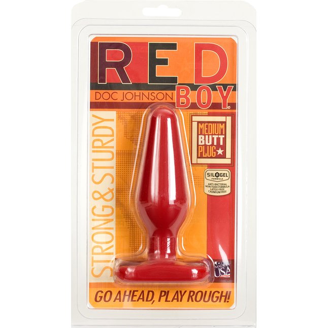 Красная пробка среднего размера Red Boy Medium 5.5 Butt Plug - 14 см - Red Boy. Фотография 2.
