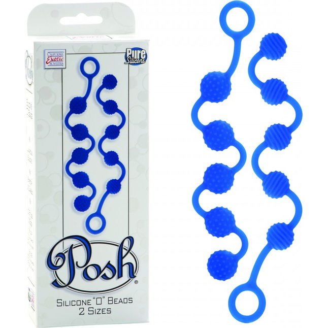 Набор голубых анальных цепочек Posh Silicone O Beads - Posh. Фотография 2.