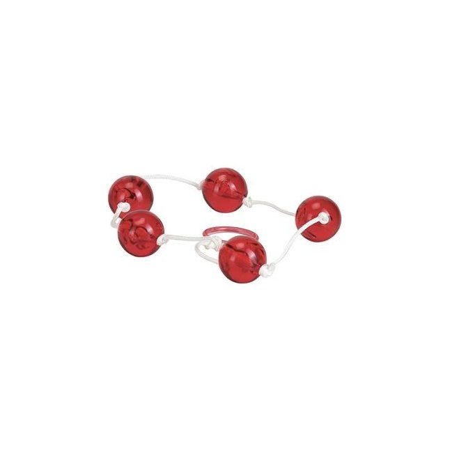 Красная анальная цепочка с пятью звеньями Anal Beads. Фотография 2.