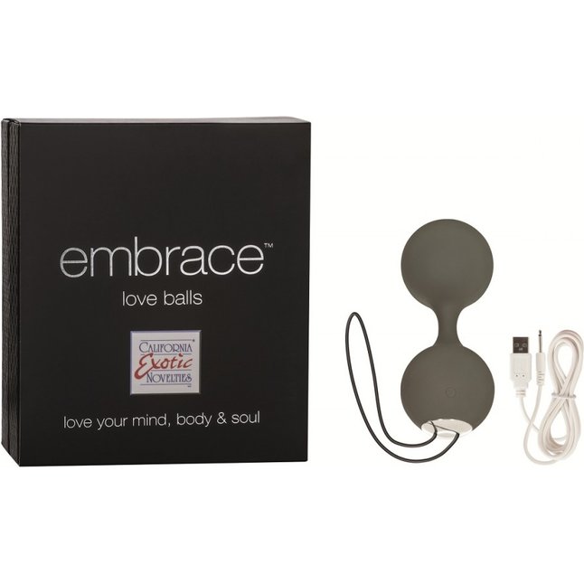 Вагинальные шарики Embrace серого цвета с вибрацией - Embrace. Фотография 2.