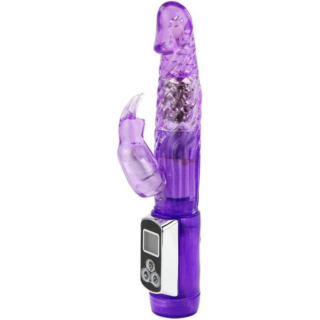 Фиолетовый вибратор India Cowherd с ротацией и клиторальной стимуляцией - 21,5 см