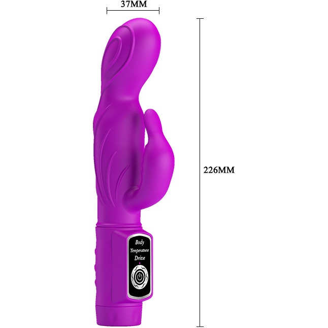 Лиловый вибратор с клиторальной стимуляцией Body Touch - 22,5 см - Pretty Love. Фотография 3.