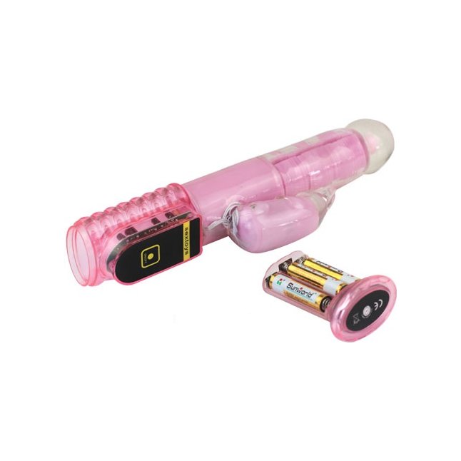 Розовый вибратор Clit Criter Rabit с пультом ДУ - 24,5 см. Фотография 4.