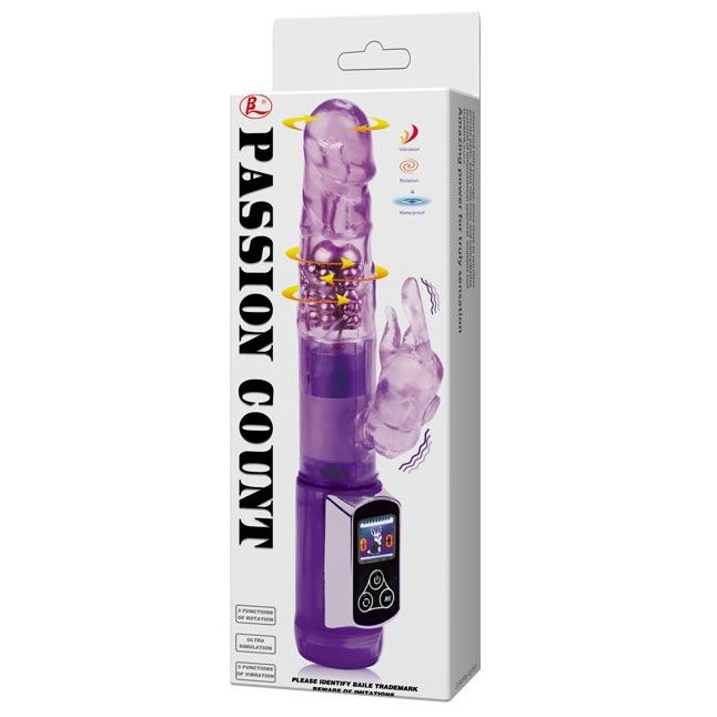 Фиолетовый хай-тек вибромассажёр Passion Count - 21,5 см. Фотография 6.