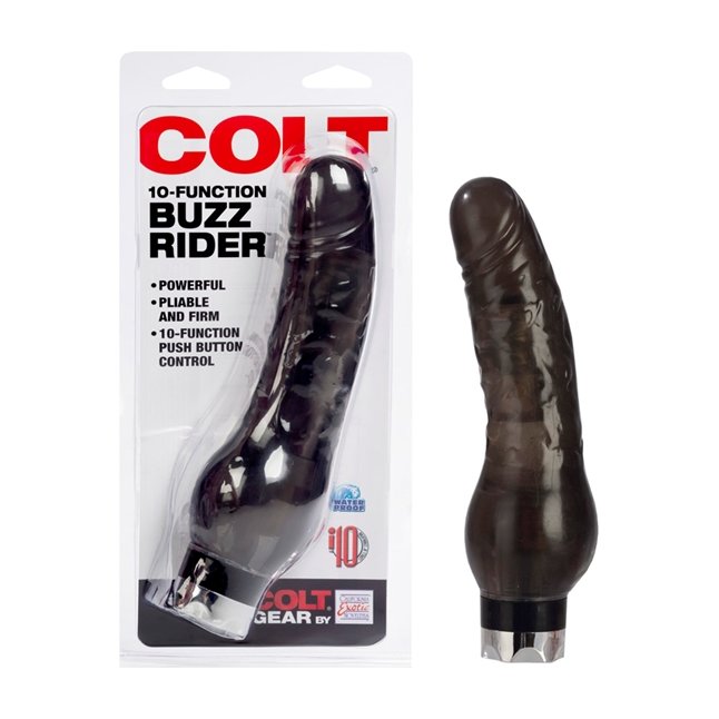 Реалистичный дымчатый вибратор COLT 10 Function Vibes Buzz Rider - 17,75 см - Colt. Фотография 2.