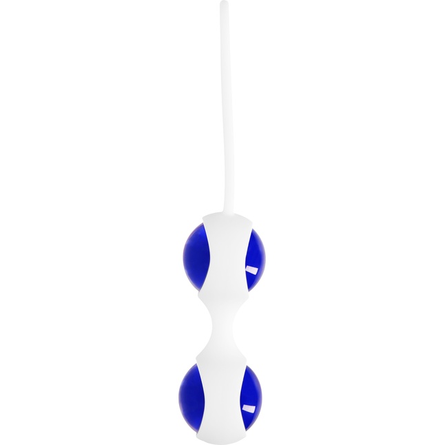 Синие стеклянные вагинальные шарики Ben Wa Medium в белой оболочке - Chrystalino. Фотография 3.