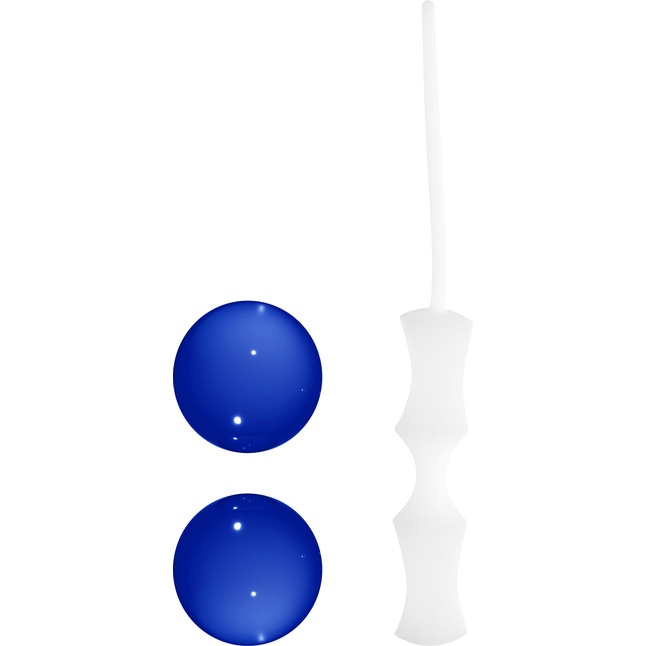 Синие стеклянные вагинальные шарики Ben Wa Medium в белой оболочке - Chrystalino. Фотография 4.