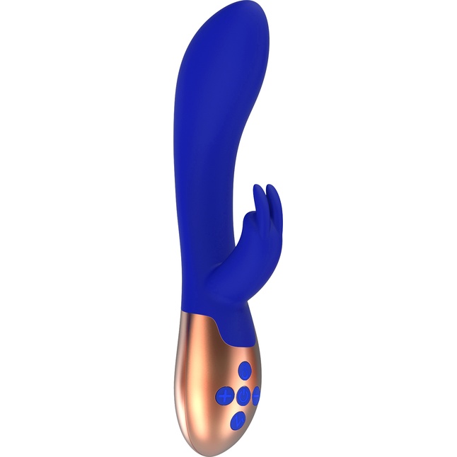 Синий вибратор Opulent с функцией нагрева и клиторальной стимуляцией - 20 см - Elegance