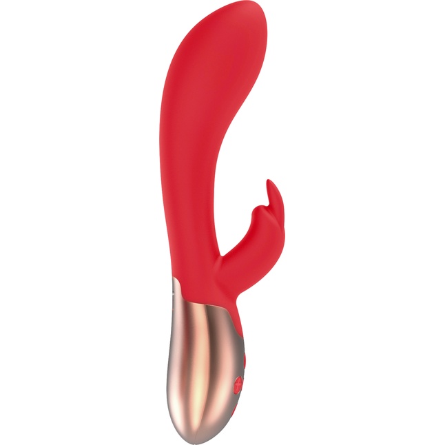 Красный вибратор Opulent с функцией нагрева и клиторальной стимуляцией - 20 см - Elegance. Фотография 2.