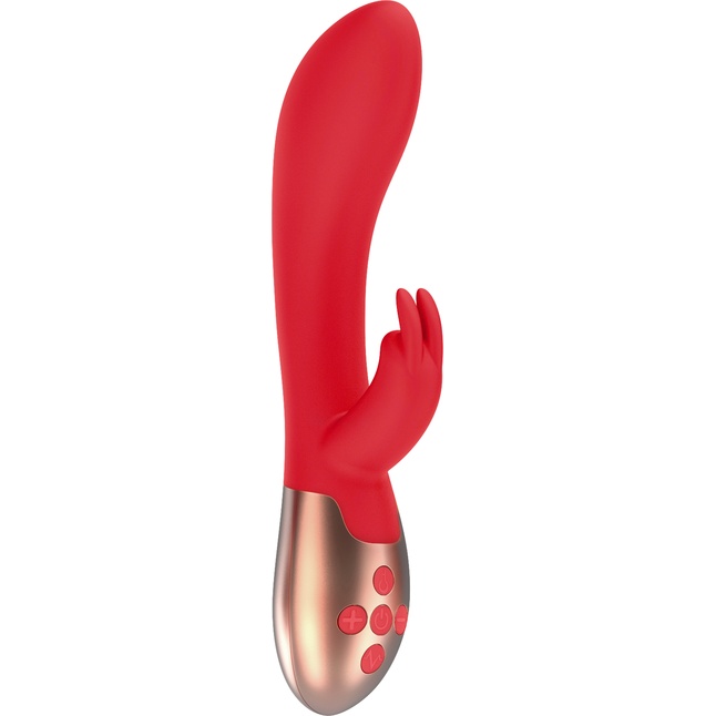 Красный вибратор Opulent с функцией нагрева и клиторальной стимуляцией - 20 см - Elegance