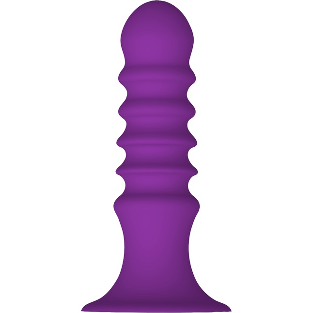 Фиолетовый ребристый анальный стимулятор RIBBED PLUG - 13,5 см - Cheeky Love