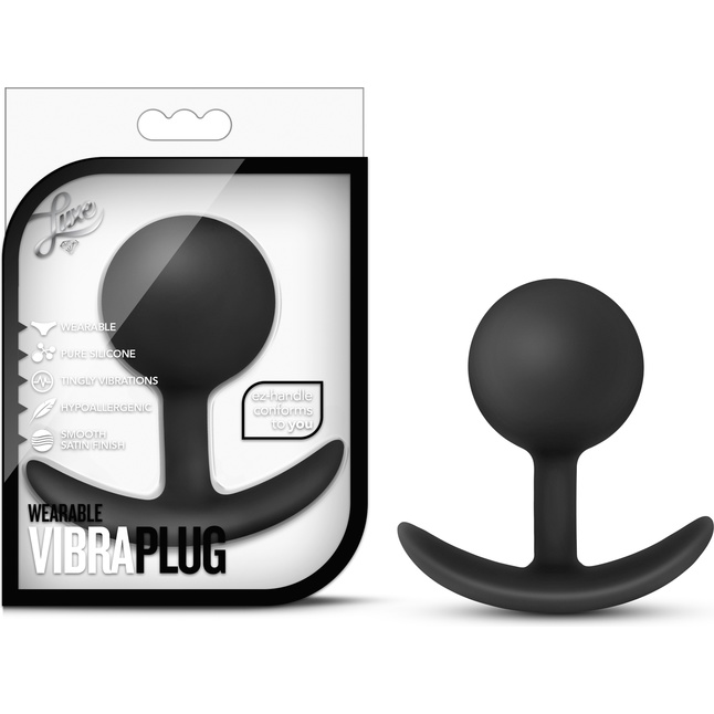 Черная анальная пробка Wearable Vibra Plug - 9,5 см - Luxe. Фотография 7.