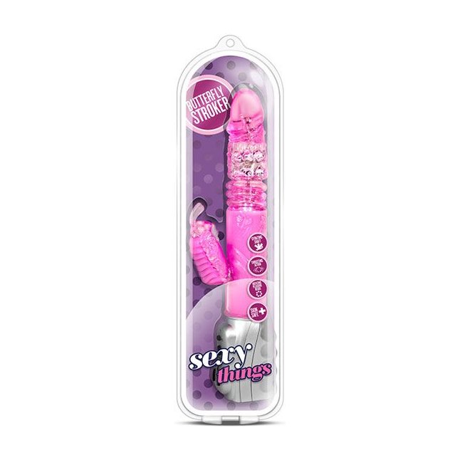 Розовый вибромассажер Butterfly Stroker - 29,8 см - Sexy Things. Фотография 2.