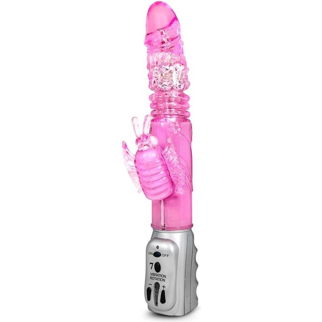 Розовый вибромассажер Butterfly Stroker - 29,8 см - Sexy Things