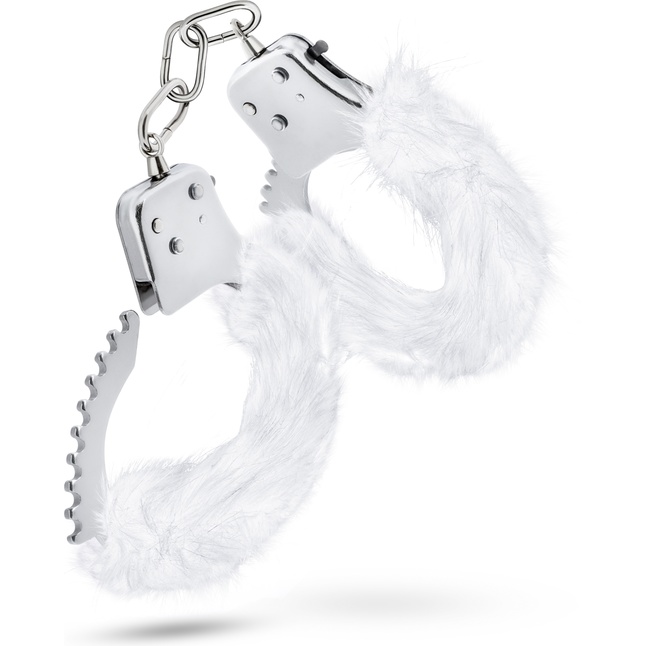 Белые игровые наручники Plush Fur Cuffs - Temptasia. Фотография 2.