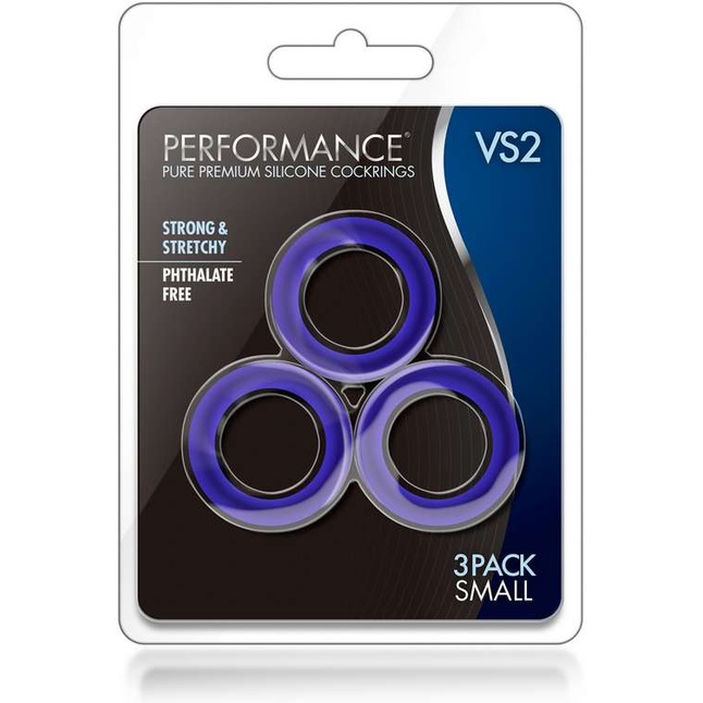 Набор из 3 синих эрекционных колец VS2 Pure Premium Silicone Cock Rings - Performance. Фотография 5.