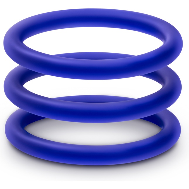 Набор из 3 синих эрекционных колец VS1 Pure Premium Silicone Cock Rings - Performance. Фотография 5.