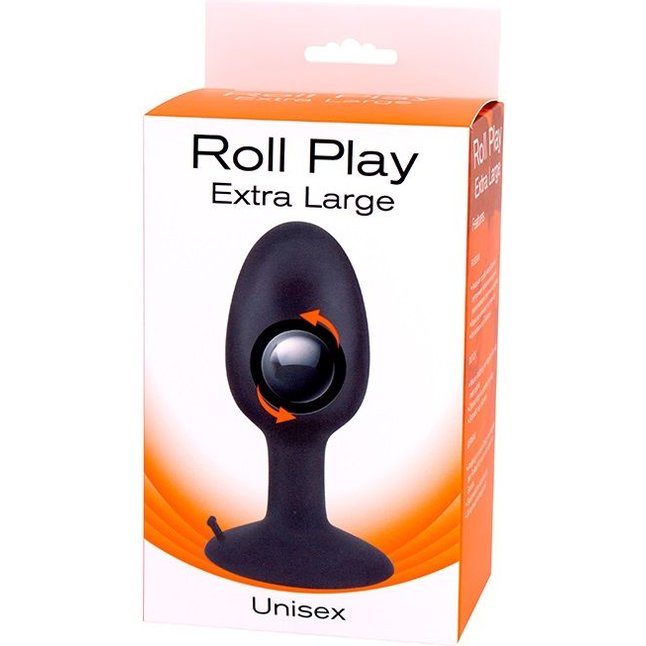 Черная анальная втулка со смещенным центром тяжести ROLL PLAY EXTRA LARGE - 12 см. Фотография 2.