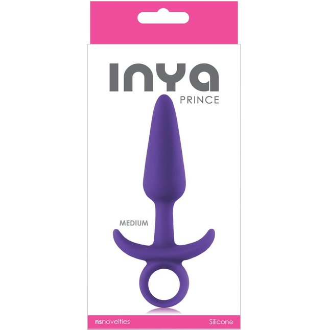 Фиолетовая анальная пробка с держателем INYA Prince Medium - 13 см - INYA. Фотография 2.
