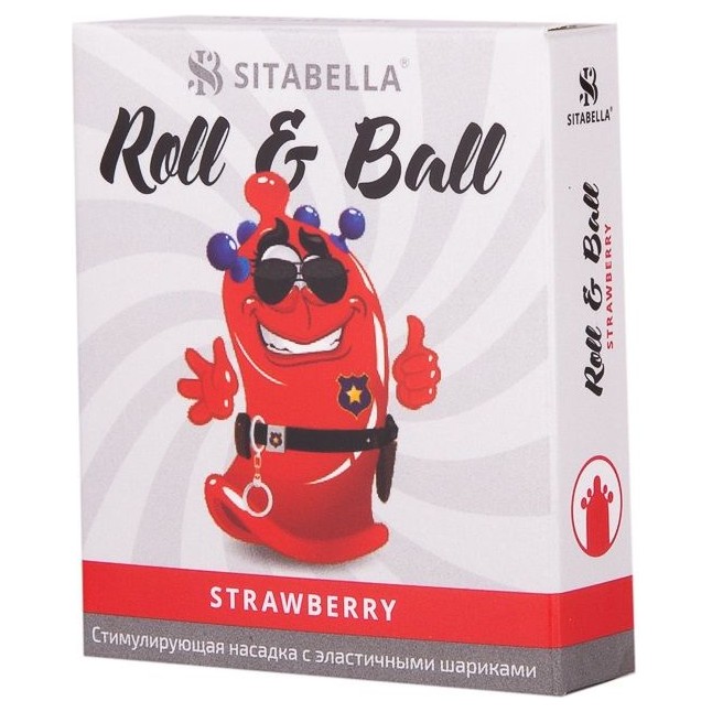 Стимулирующий презерватив-насадка Roll Ball Strawberry - Sitabella condoms