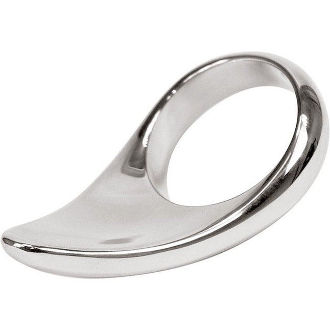 Серебристое металлическое эрекционное кольцо Teardrop Cockring. Фотография 2.