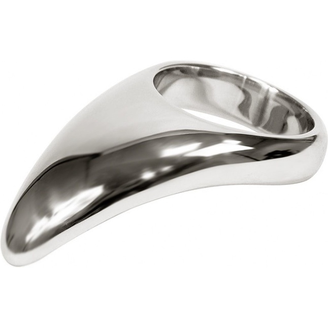 Серебристое металлическое эрекционное кольцо Teardrop Cockring. Фотография 3.