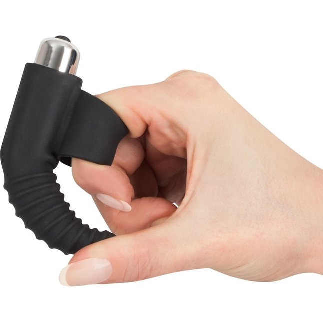 Черная вибронасадка на палец с винтовым наконечником Finger Vibrator - 10,5 см - You2Toys. Фотография 5.