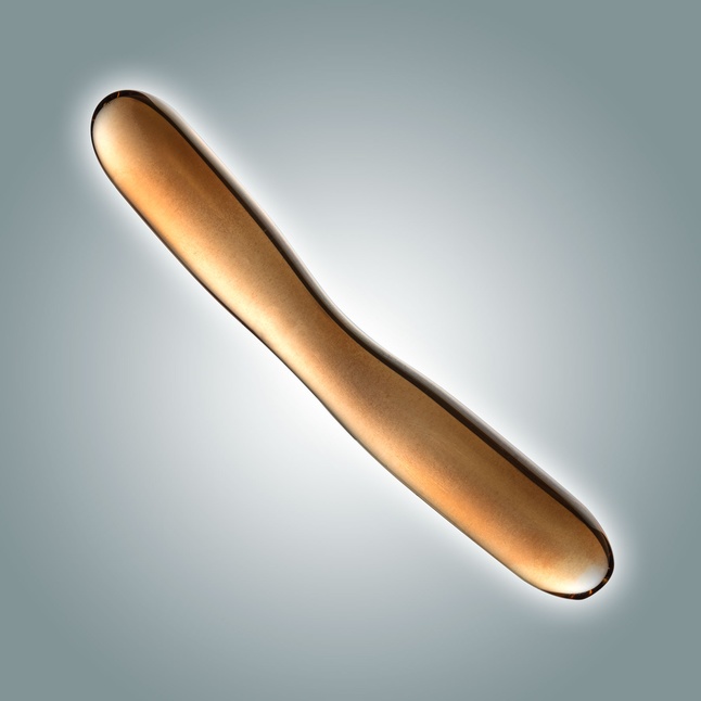 Золотистый стеклянный фаллоимитатор - 18 см
