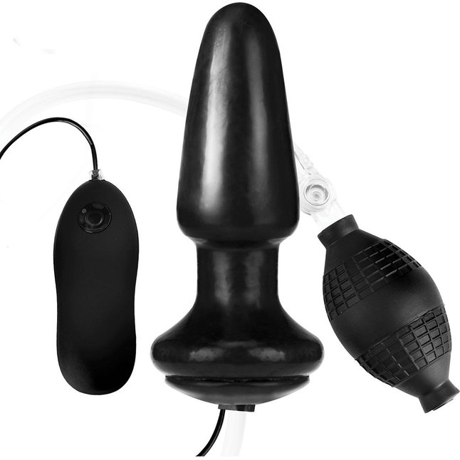 Надувная вибрирующая анальная пробка Inflatable Vibrating Butt Plug - 10,2 см
