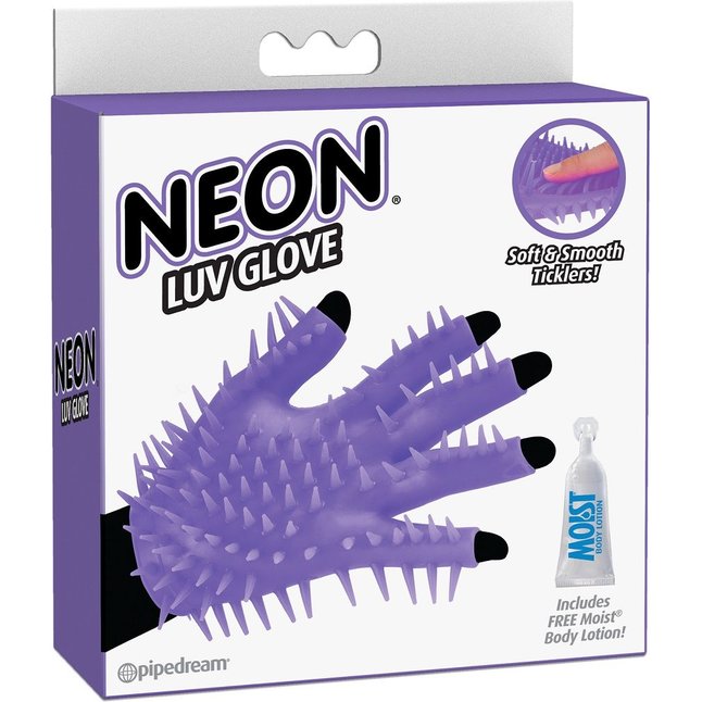 Фиолетовая перчатка для мастурбации Luv Glove - Neon Luv Touch. Фотография 2.