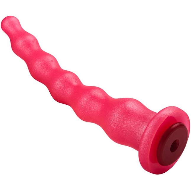 Розовый удлинённый анальный стимулятор с шариками - 22 см. Фотография 4.
