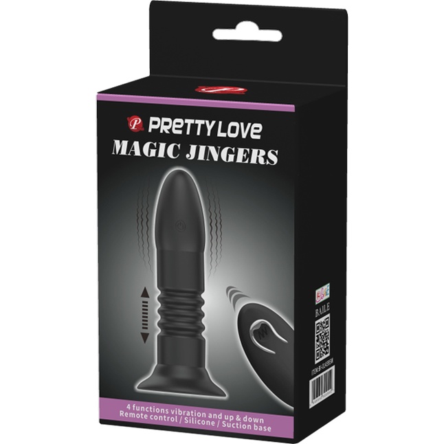 Черный анальный вибростимулятор Magic Jingers с пультом ДУ - 13,8 см - Pretty Love. Фотография 5.