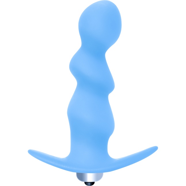 Голубая фигурная анальная вибропробка Spiral Anal Plug - 12 см - First Time