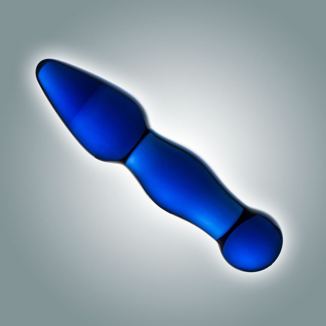 Синий анальный стимулятор из стекла - 13 см