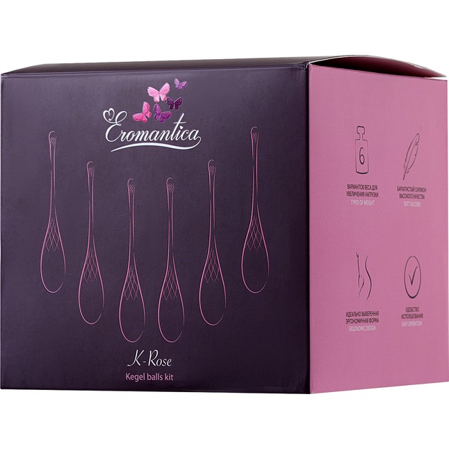 Набор из 6 розовых вагинальных шариков Eromantica K-ROSE. Фотография 7.