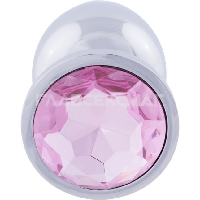 Серебристая анальная пробка с розовым кристаллом - 8,2 см. Фотография 4.