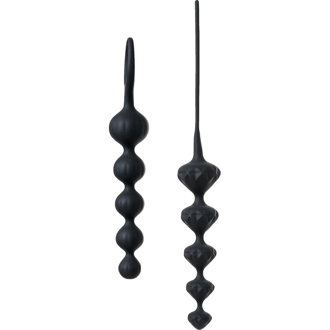 Набор из 2 чёрных анальных цепочек Satisfyer Love Beads. Фотография 2.