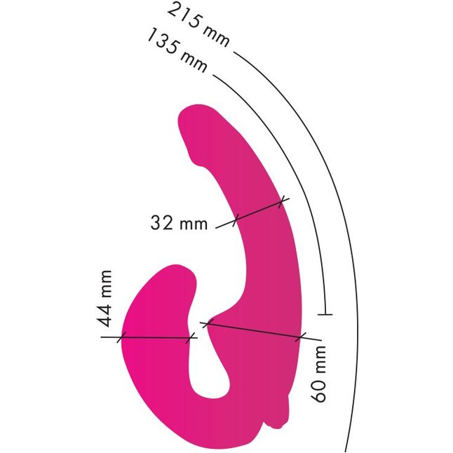 Ярко-розовый анатомический страпон с вибрацией. Фотография 3.